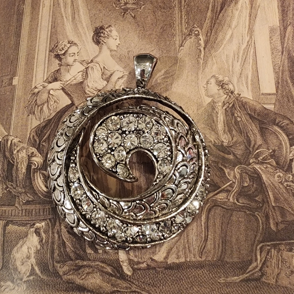 Ornate Silver and Crystal Pendant